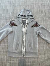 Rare Vintage Joystick Unique XXL Gray Embroider Hoodie Full Zip Y2K Fairygrunge