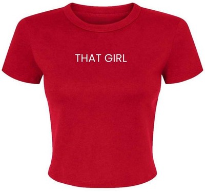 that Girl Embroidered Women's Baby Tee Trendy Vibe Cool Sexy T-Shirt, Red