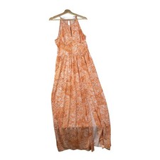 Michael Kors Printed Keyhole Maxi Dress size Medium Nectarine Orange/White