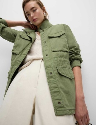 Marks & Spencer Womens Cotton Basic Jacket in Green - M&S