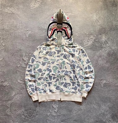 BAPE City Camo Double Shark Full Zip Hoodie Glow In The Dark Grey/White Size M