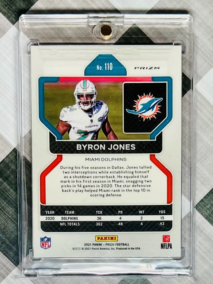 Byron Jones 2021 Red Prizm SSP Dolphins Rookie Panini Retail SP #110 - CASE HIT! - Image 2 of 2