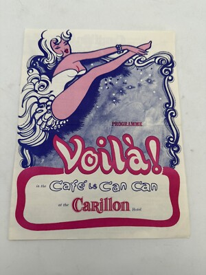 VTG Voila Le Cafe Le Can Can Carillon Hotel Miami Beach Playbill Burgandy Lounge