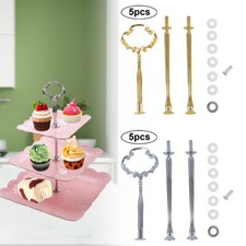 5-Set 3 Tiers Cake Plate Cupcake Stand Rack Fittings Handle Rod Wedding Party