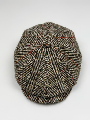 Stetson Hatteras Herringbone Tweed Wool Bakerboy Cap Hat Size 62 XXL - 第 2/7 張圖片