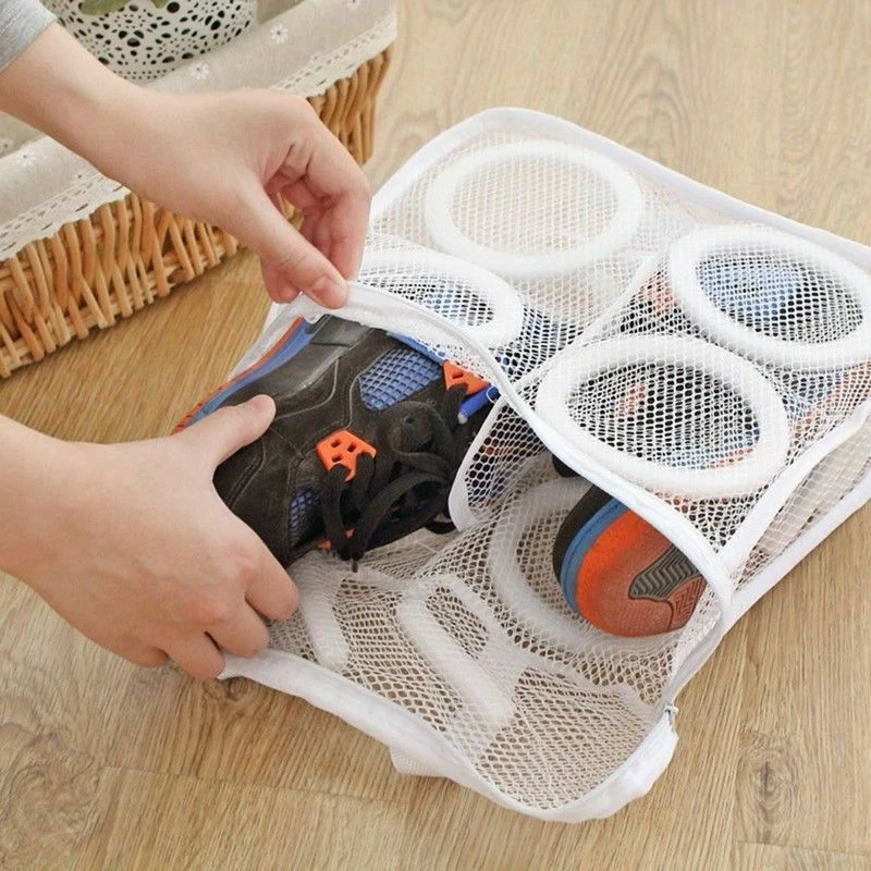 1Pcs Zipper Mesh Wash Bags Household Washing Machine Bag For Laundry Shoes  Socks