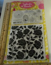 FANTASTIC FLORALS CLEAR UNMOUNTED STAMPS & EMBOSSING FOLDER -JENNIFER ELLORY