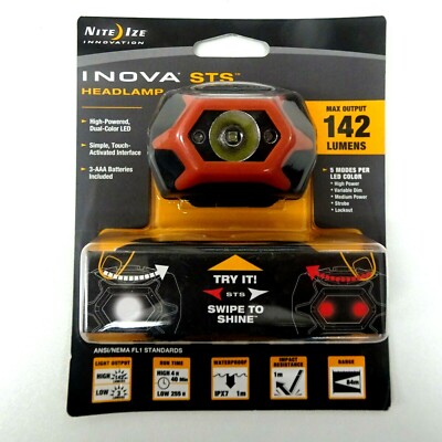 Niteize INOVA STS Kopflampe Orange Swipe-To-Shine-Techn LED Stirnlampe 142 Lumen