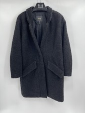 Maje Black Long Pointed Collar Snap Button Teddy Jacket Sherpa Coat Size Medium