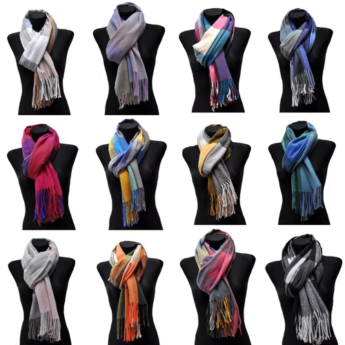 XXL Damen Winter Karo Strick Langschal Schal Halstuch Halstücher Damenschal 