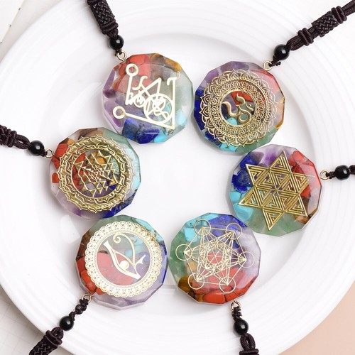 7 Chakra Natural Stone Energy Pendant Necklace Yoga Reiki Healing Amulet Lucky - Picture 4 of 26