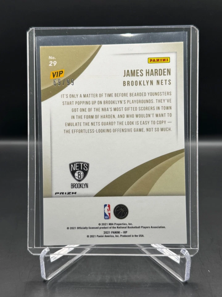 2022 PANINI VIP!  JAMES HARDEN!  CRACKED ICE PRIZM!  #/99!  BROOKLYN NETS!  #29 - Image 2 of 2