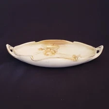 RS GERMANY Hand Painted Candy Dish 9" x 4.5" Floral Gold Trim Porcelain Vintage