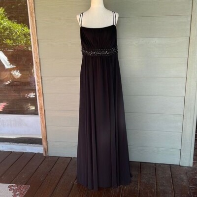 spaghetti strap chiffon dress with beaded empire Beaded Spaghetti Strap A-line Long Chiffon Dress With Pleats