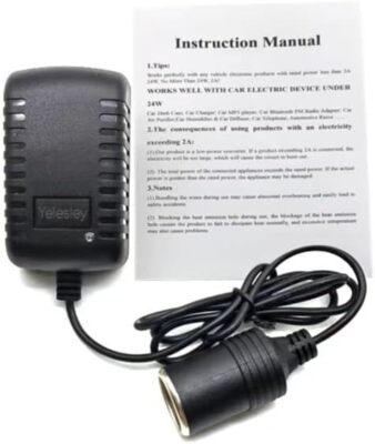 ac to dc converter 2a 24w car cigarette lighter socket Converter, 100-240V to 12V AC/DC Converter, AC/DC Power Supply for Inflator, Refrigerator and Other Car Devices, Car Accessories 1.2 meters Output connector Suacopzar AC to DC Converter
