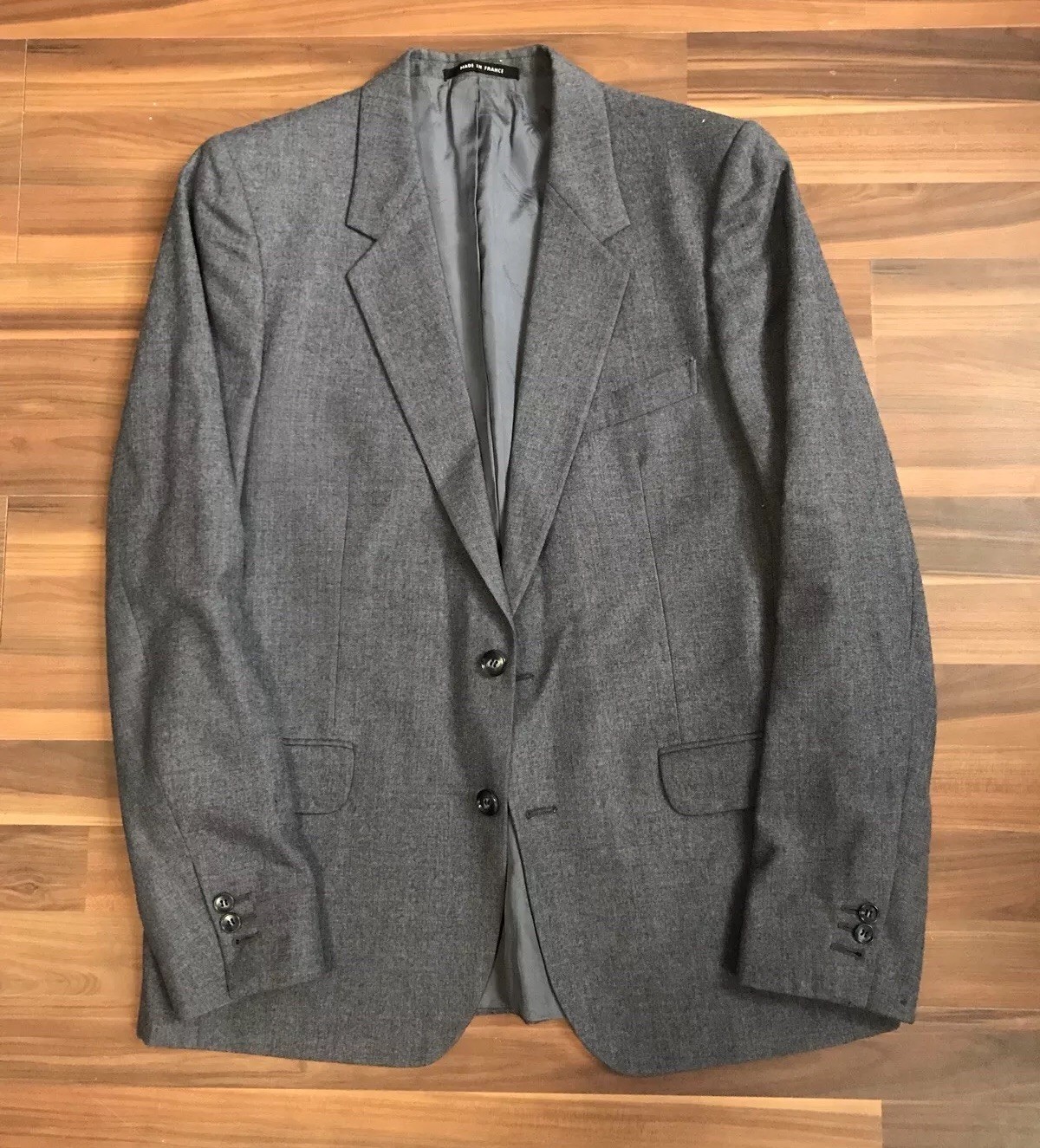 Gilet Vintage Yves Saint Laurent Gilet Blu Grigio Flanella 40L Francia