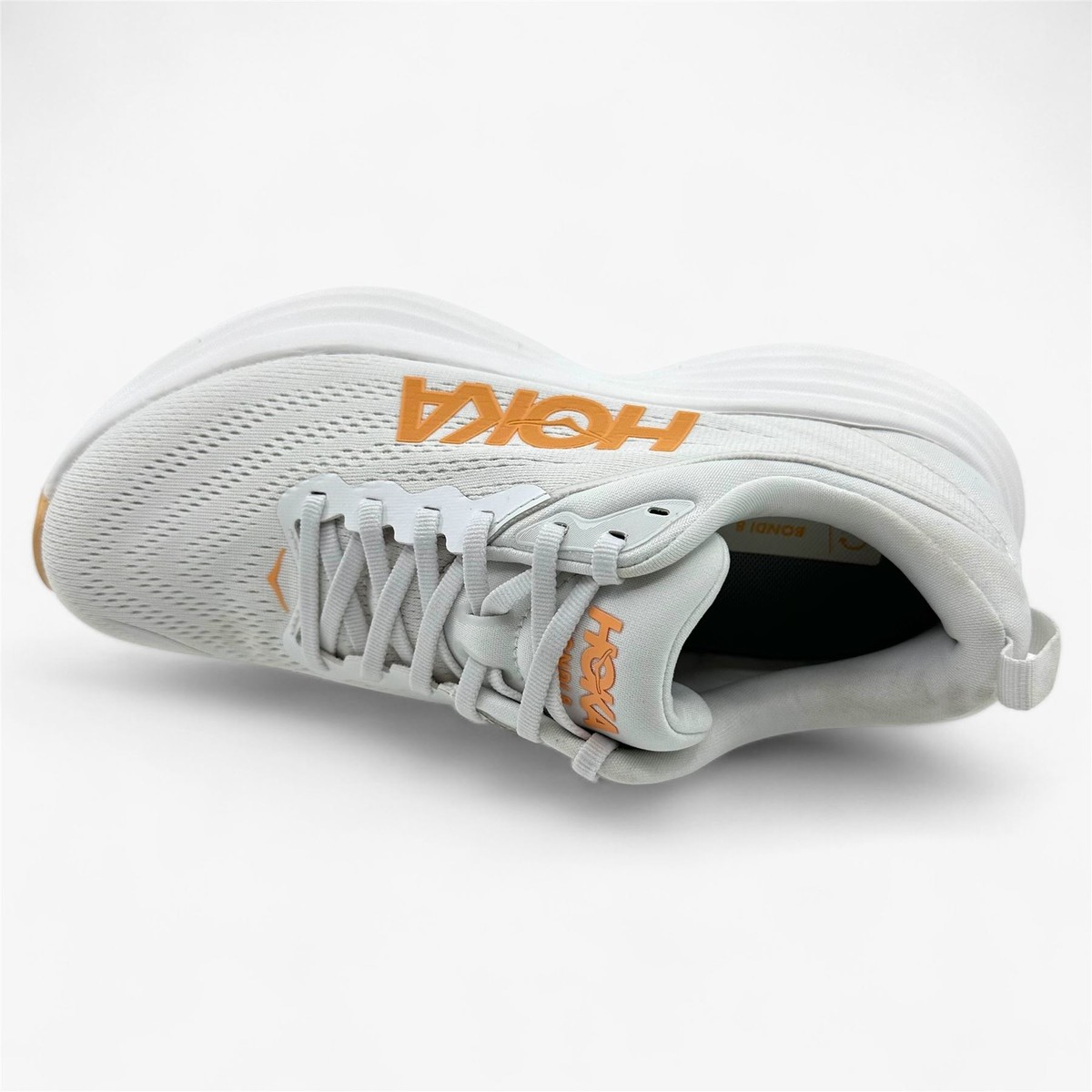 Hoka One One Bondi 8 White Orange Womens Athletic Max