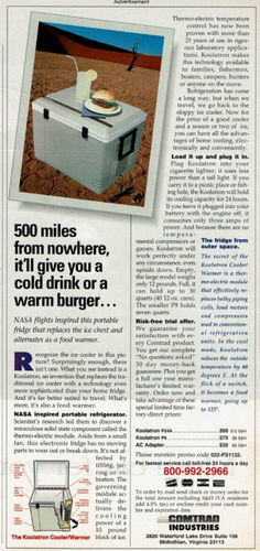 1993 Vintage Print Ad Comtrad Industries Portable Fridge 500 miles from nowhere