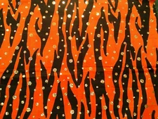 Fabric Michael Miller "Zebra Stripes" Black Zebra Marks on Orange w/Gold $3.99
