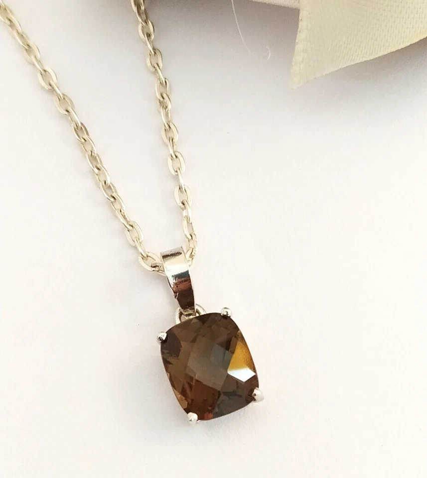 Smoky Quartz Gemstone 925 Sterling Silver Pendant-Octogon Pendant wife Gift - Image 4 of 4