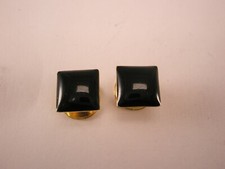 SINGLES 2 3/8" Rimless Black Squares Vintage Formal Groom Tux Shirt Studs b212