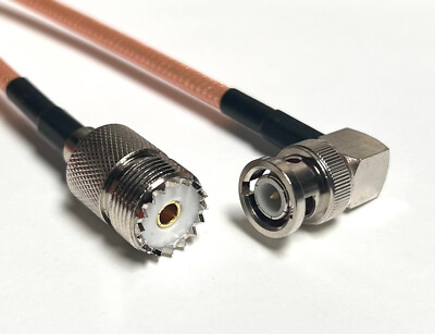 RG400 BNC Male Angle to UHF Female 259 Double Shield Coax PICK LENGTH RF US Lot