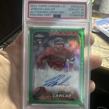 Topps 2024 Chrome Logofractor Jordan Lawlar Green Refractor Auto /99 PSA 10