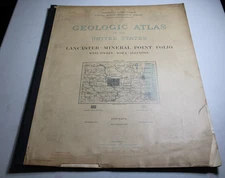 1907 USGS GEOLOGIC FOLIO #145/LANCASTER-MINERAL POINT Quadrangles/4 MAPS/WI, IA