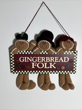 Holiday Hanging Gingerbread Folk Sign 14"x12"x2"
