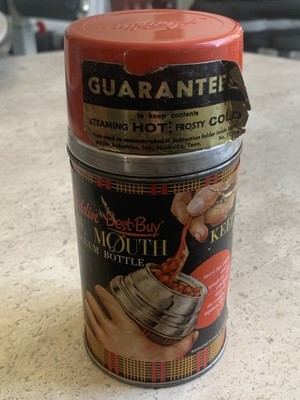 Vintage Aladdin Wide Mouth Metal Thermos - 1950's - Brand New - Never Used