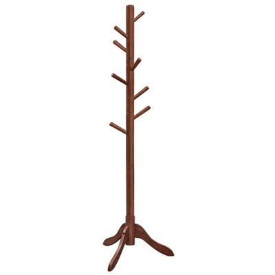 VASAGLE Solid Wood Coat Rack, Free Standing , Tree-Shaped with 8 Hooks, 3