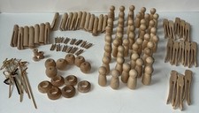 112 Unfinished Wooden Peg People Clothespin Wood Craft Figures Heads Dolls