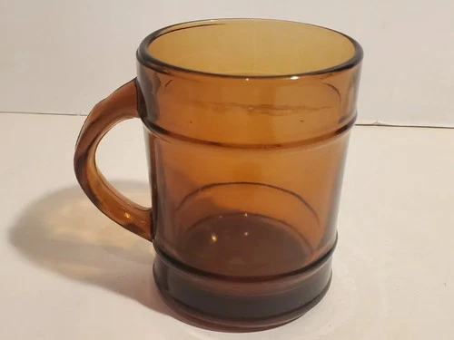 VINTAGE ANCHOR HOCKING FIRE-KING BROWN AMBER GLASS COFFEE CUP MUG USA