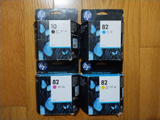 2017-18 GENUINE SET 4 HP #10 #82 INK 69ml DESIGNJET 500 800 C4911A-C4913A C4844A