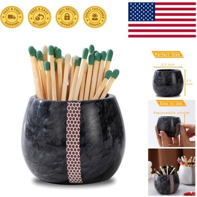 Elegant Hand-Polished Marble Match Holder - Stylish Storage for Regular Matches