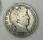 1912 D  50C Barber Half Dollar 90% SILVER U.S. COIN MONEY CURRENCY SCRAP