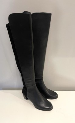 New Stuart Weitzman 5050 50/50 Over The Knee Black Leather Boots size 4.5 
