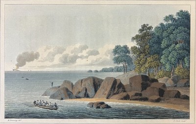 Hand colored Etching Island of Pulo Leat Marcus Freeman Brownrigg 1817