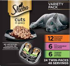 Sheba Perfect Portions Wet Cat Food Cuts in Gravy Variety Pack, Roasted Chicken 
