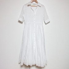 JENNE Short Sleeve Long Flare Shirt Dress, Size Small, White Women USED