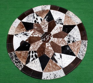 Cowhide Round Patchwork Carpet Handmade Cowhide Carpet (36"x36") Home Décor 392
