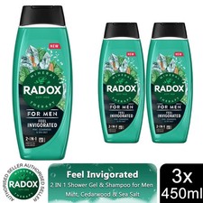 3x Radox Mineral Therapy Feel Invigorated Shower Gel & Shampoo for Men, 450ml 7.40 per litre