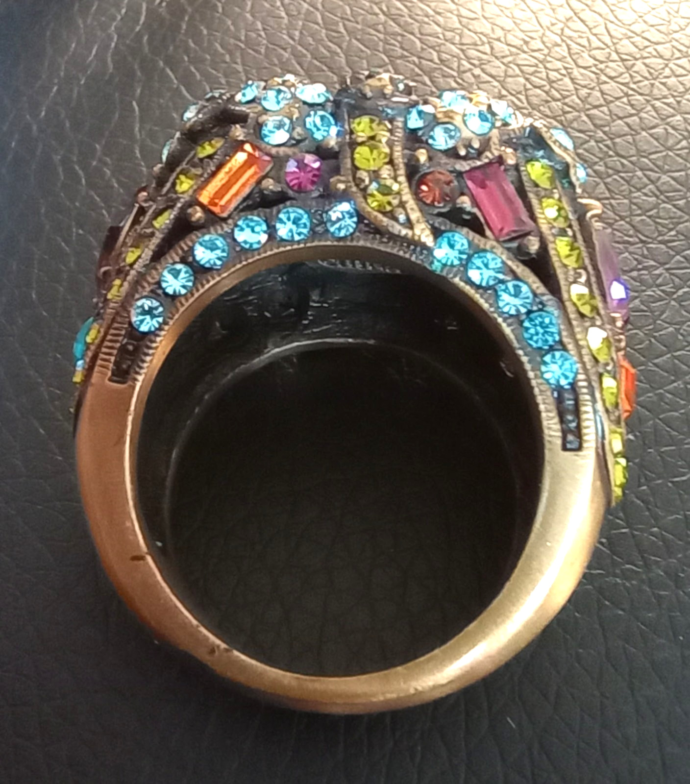 VTG Heidi Daus ring multi-colored rhinestones wit… - image 5