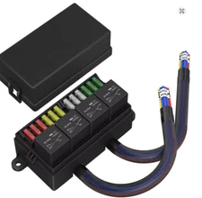 12V Fuse Relay Box Pre-Wired 4 Relays 12 Way ATC/ATO Fuses Auto Car Block
