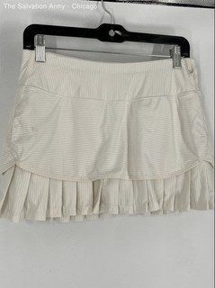 Athleta Womens Cream Striped Elastic Waist Activewear Athletic Skort Size Small