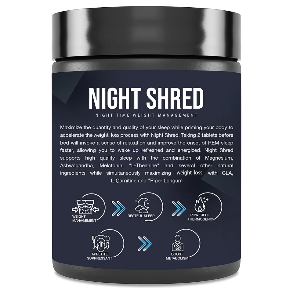 Control de peso nocturno Night Shred para hombres mujeres - 60 pestañas **ENVÍO RÁPIDO Foto 2 de 4