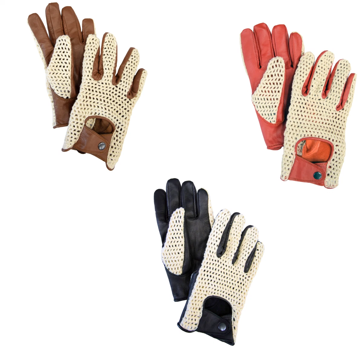 Pearlwood Somme Guanti Guida - 100% Pelle Capra Mongolica Senza Dita
