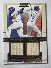 2002 Flair Power Tools Dual Gary Sheffield Shawn Green Dodgers Braves Bat Relic