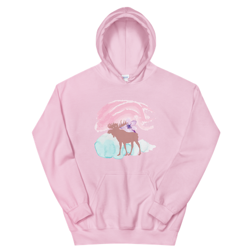 Watercolor Pink Moose Hoodie - Picture 45 of 53