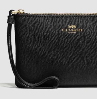 俊豪 Coach Outlet Corner Zip Wristlet Gold/Black F58032 NWT | eBay